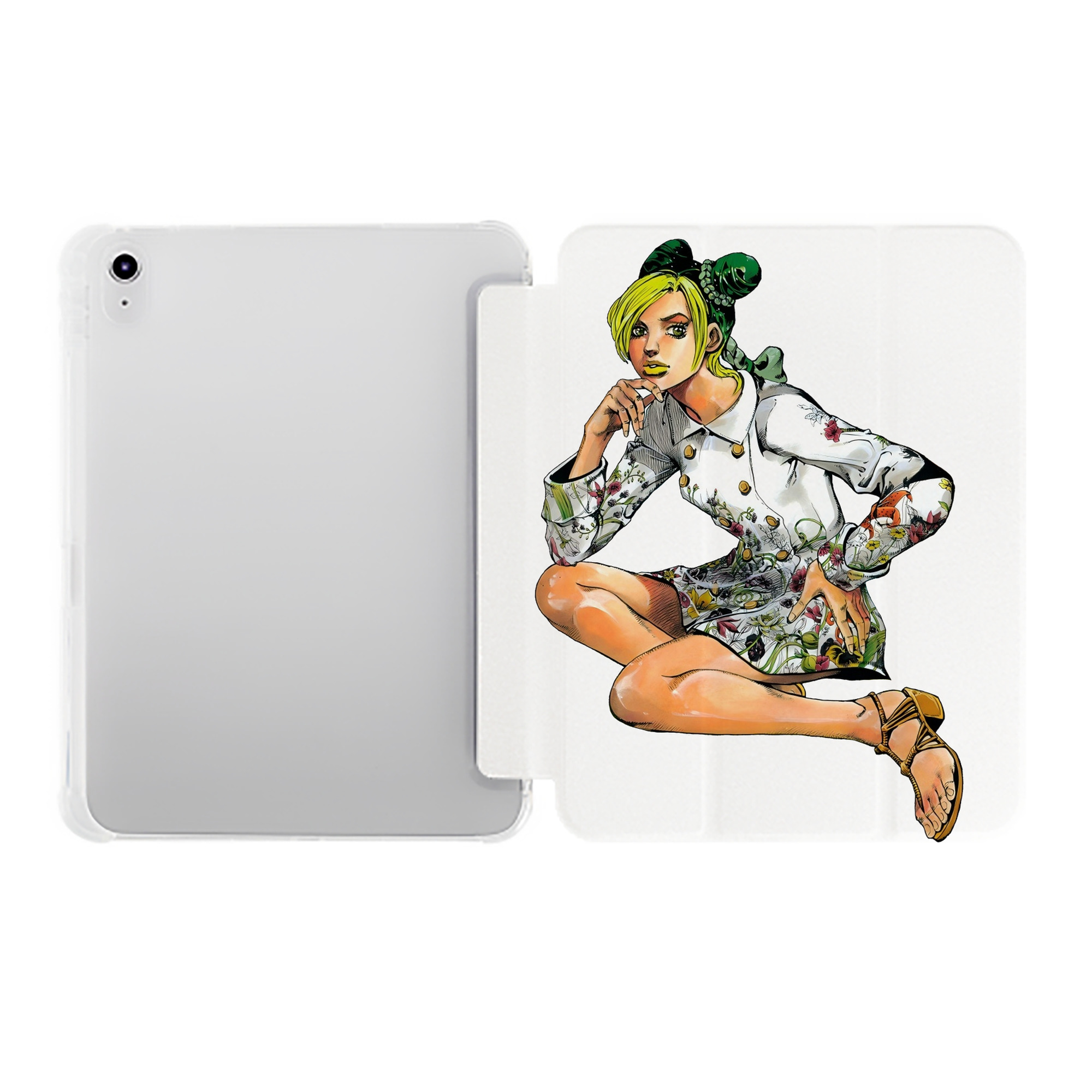 （画像用） "ジョジョの奇妙な冒険 くうじょう ジョリーン JoJo's Bizarre Adventure Jolyne Cujoh " IPad ケース ペン収納付き 三つ折りスタンド PUレザー×シリコン 対応機種9.5/10.5/10.9インチ